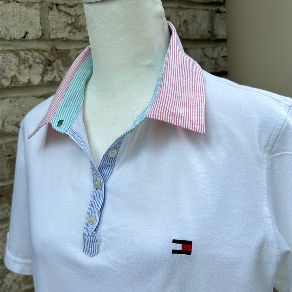 Like New Tommy Hilfiger Cotton Polo with Preppy Seersucker Fabric